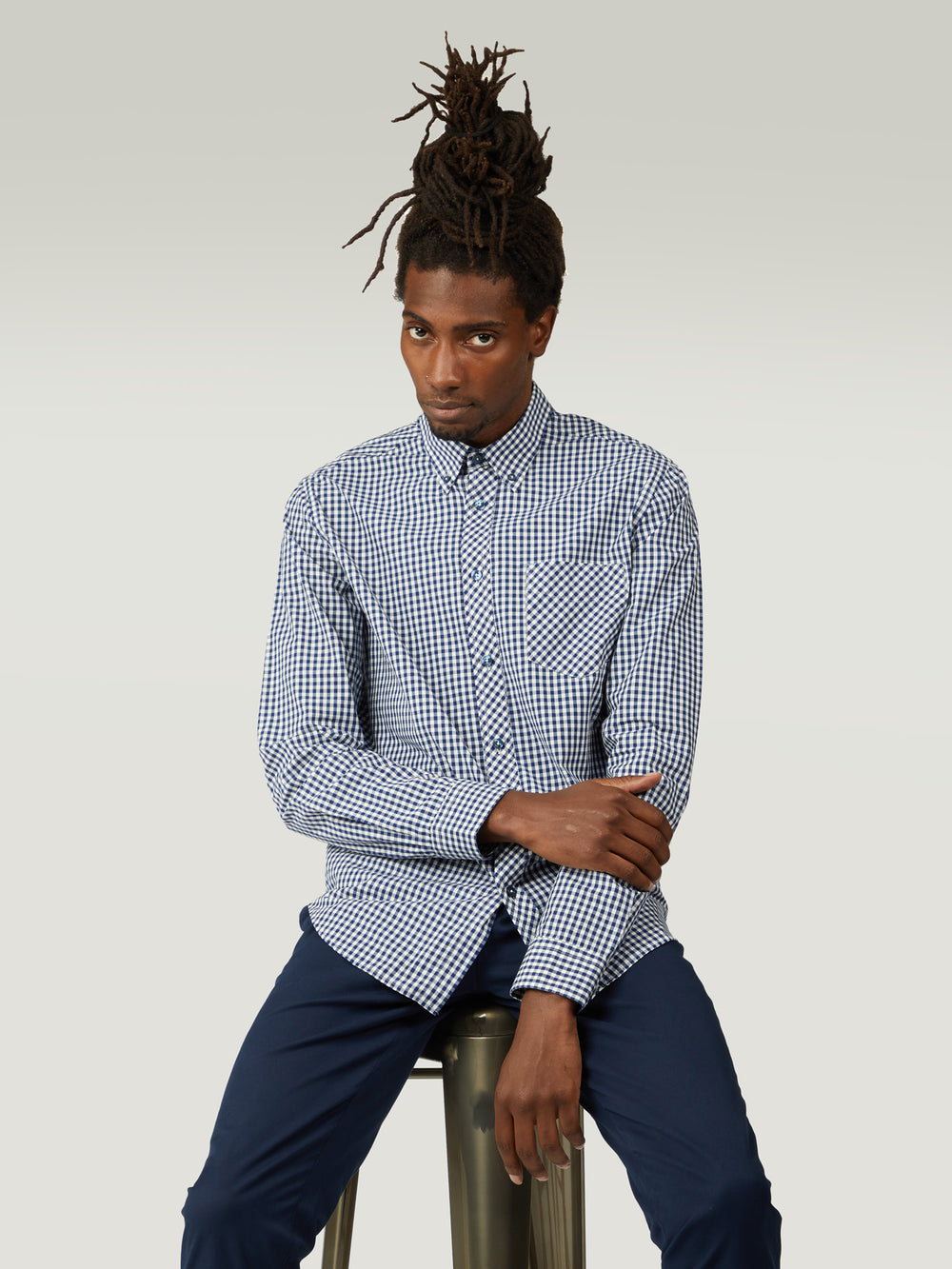 Chemises Ben Sherman Signature Long-Sleeve Gingham Bleu Foncé | TKJ-48070237